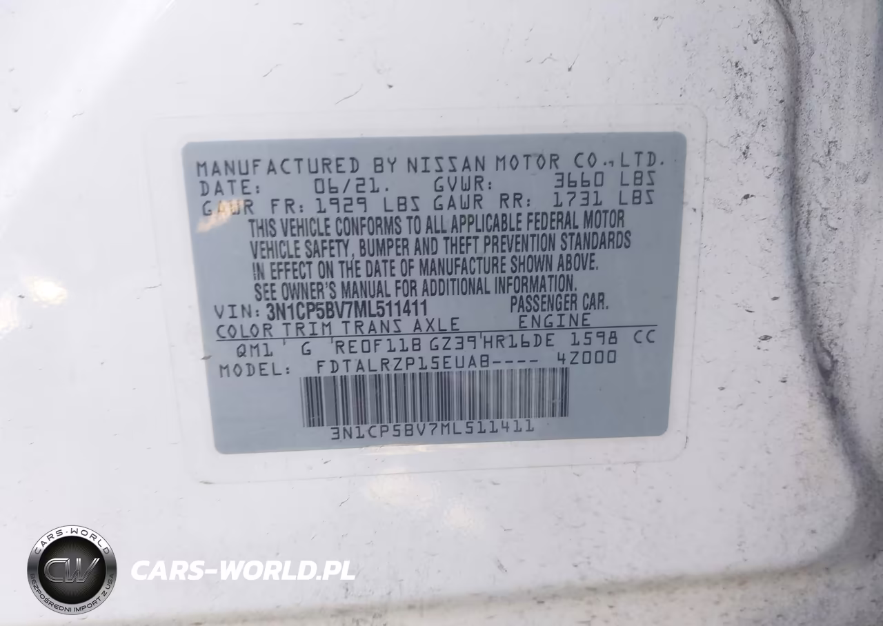 2021 Nissan Kicks S Xtronic Cvt VIN:3N1CP5BV7ML511411 - 9