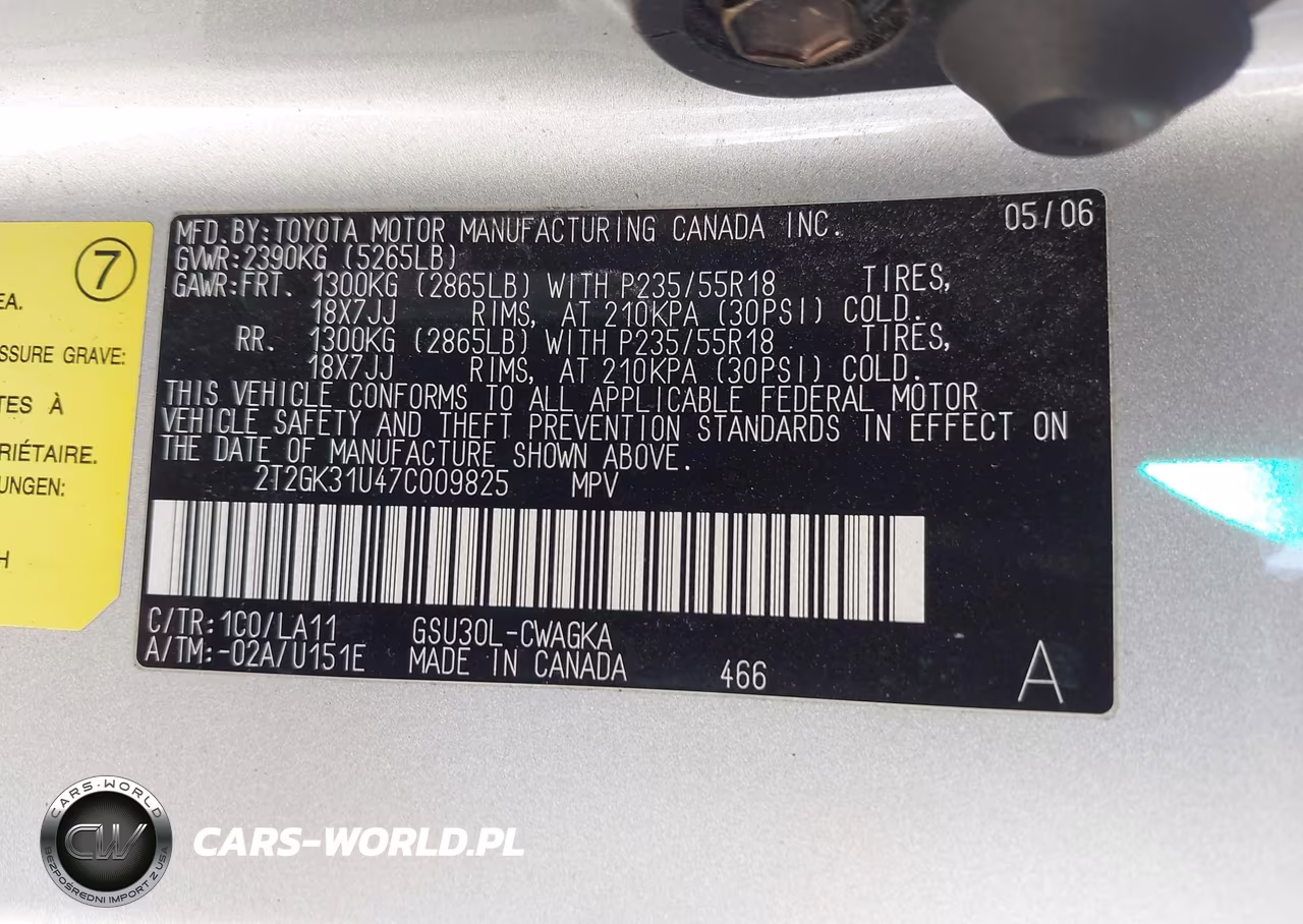 2007 Lexus Rx 350 VIN:2T2GK31U47C009825 - 9
