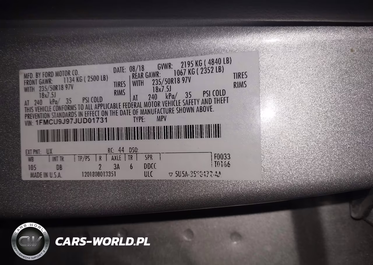 2018 Ford Escape Titanium VIN:1FMCU9J97JUD01731 - 9