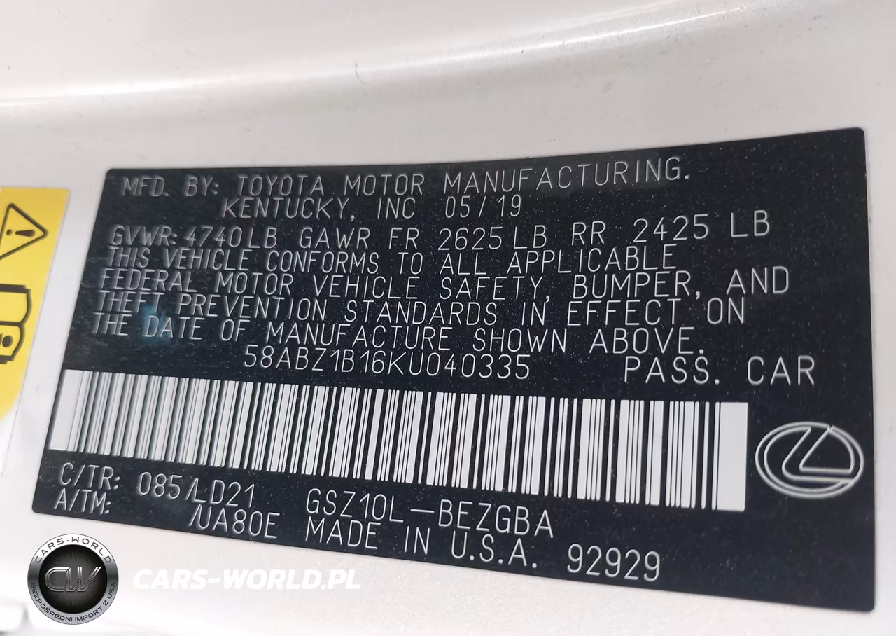 2019 Lexus Es 350 VIN:58ABZ1B16KU040335 - 9
