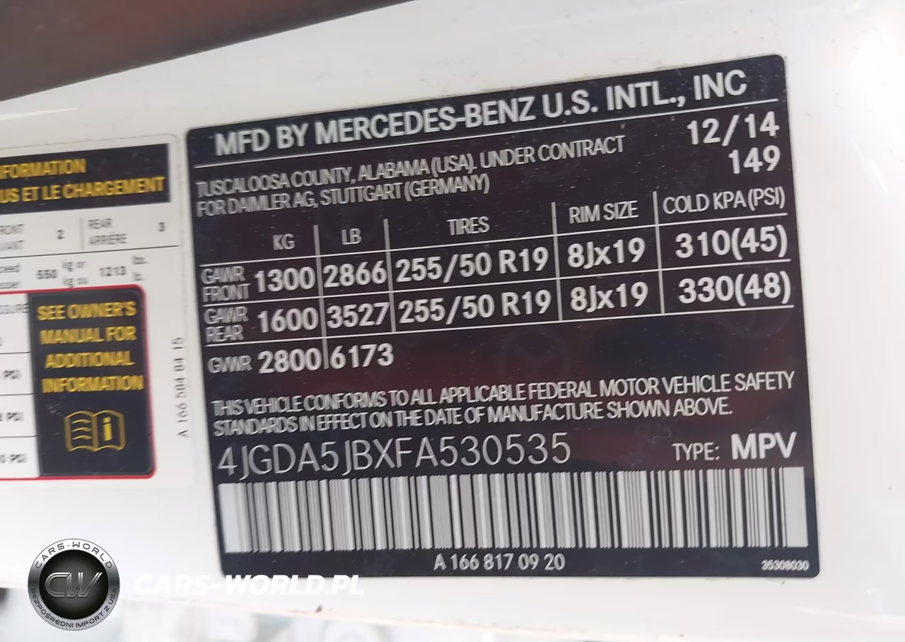 2015 Mercedes-Benz Ml 350 VIN:4JGDA5JBXFA530535 - 9