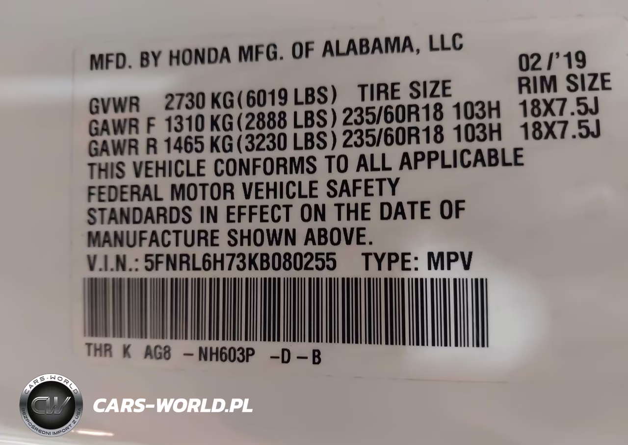 2019 Honda Odyssey Ex-L VIN:5FNRL6H73KB080255 - 9