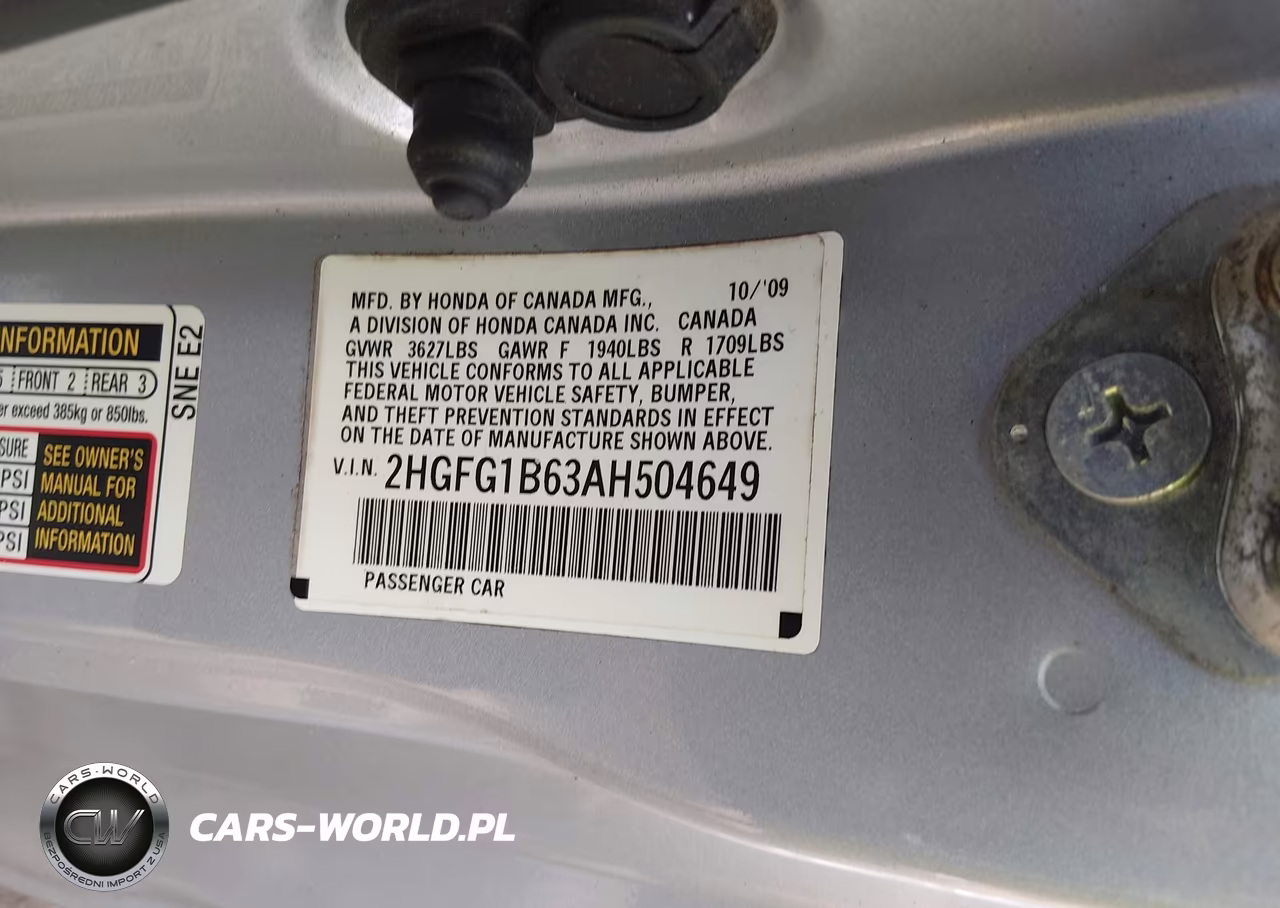 2010 Honda Civic Lx VIN:2HGFG1B63AH504649 - 9