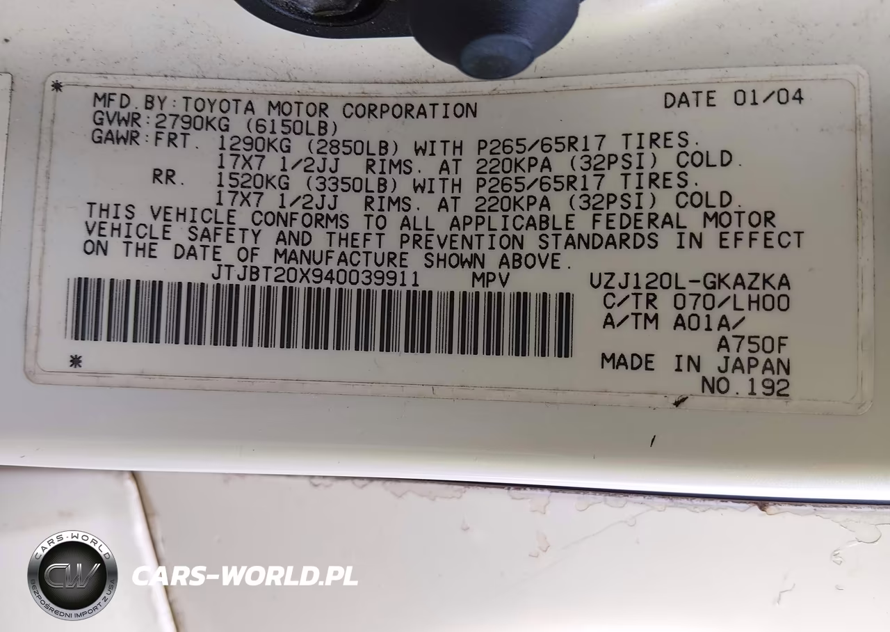2004 Lexus Gx 470 VIN:JTJBT20X940039911 - 9