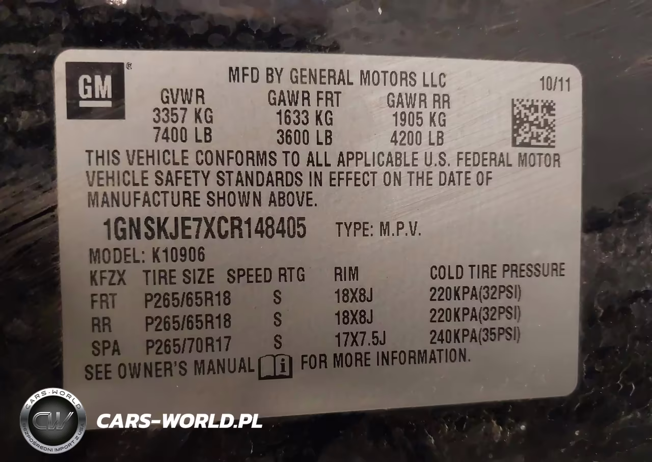 2012 Chevrolet Suburban 1500 Lt VIN:1GNSKJE7XCR148405 - 9