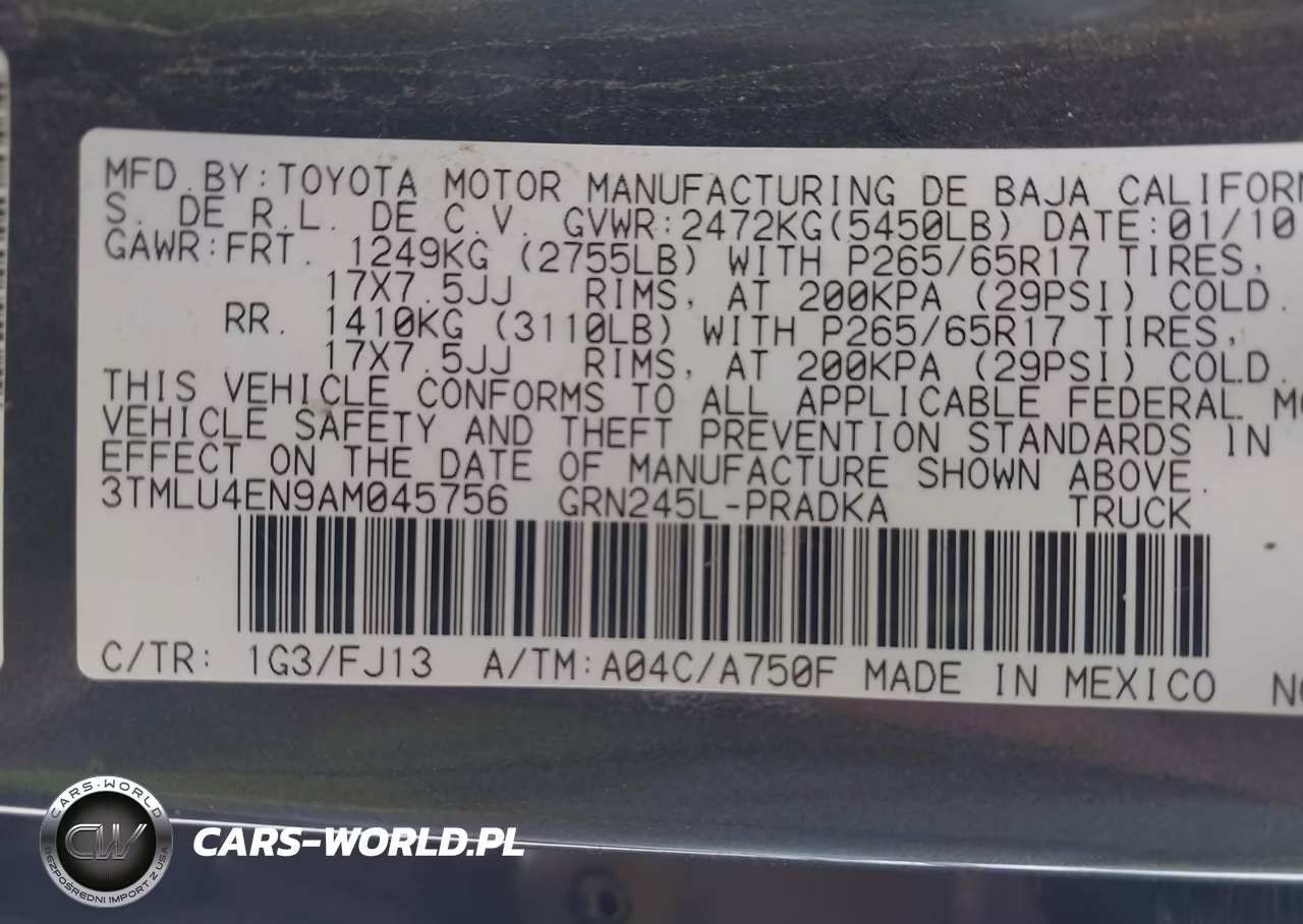 2010 Toyota Tacoma Base V6 VIN:3TMLU4EN9AM045756 - 9