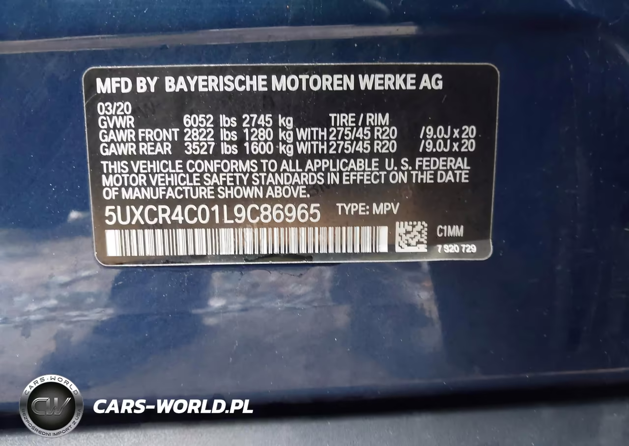 2020 BMW X5 Sdrive40I VIN:5UXCR4C01L9C86965 - 9