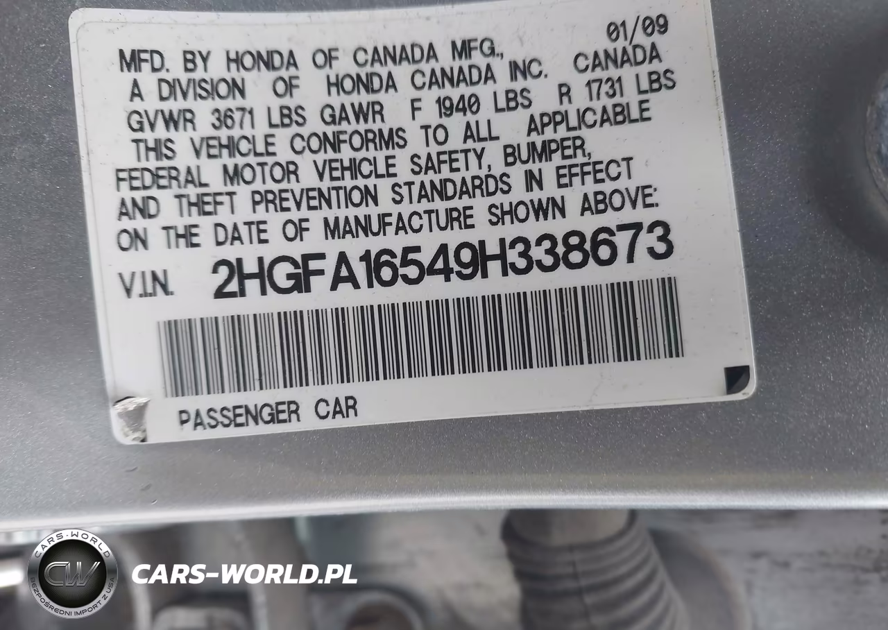 2009 Honda Civic Lx VIN:2HGFA16549H338673 - 9
