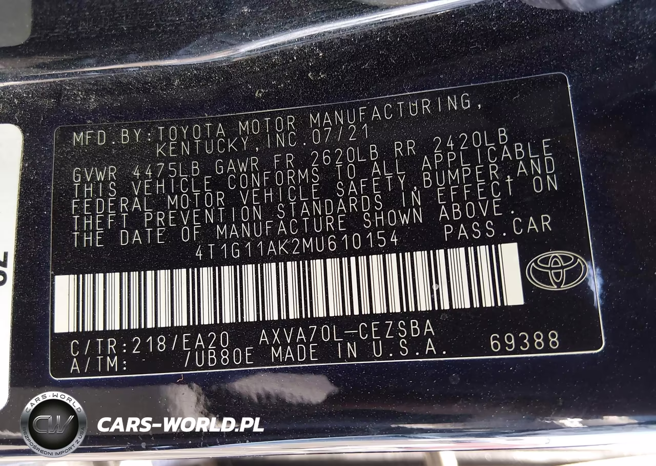 2021 Toyota Camry Se VIN:4T1G11AK2MU610154 - 9