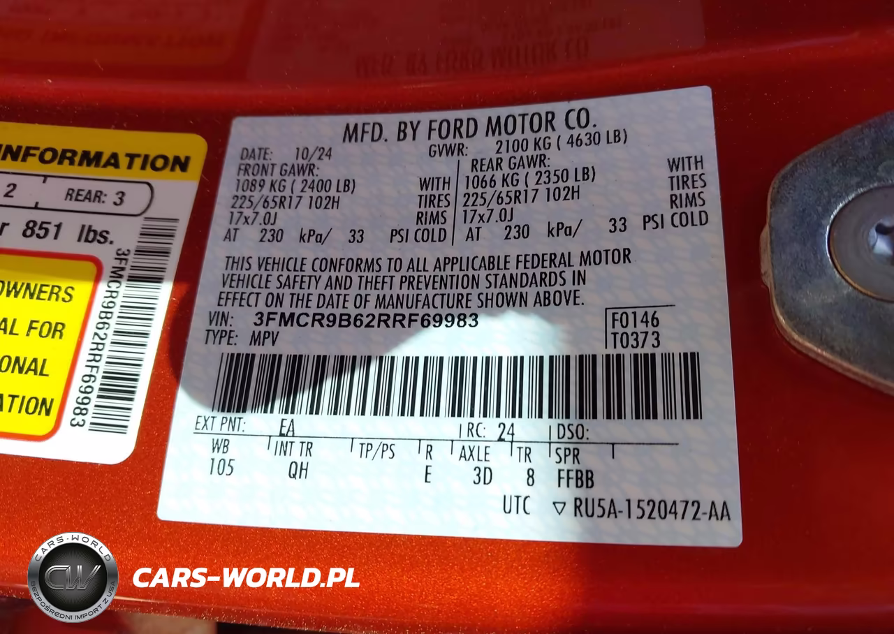 2024 Ford Bronco Sport Big Bend VIN:3FMCR9B62RRF69983 - 9