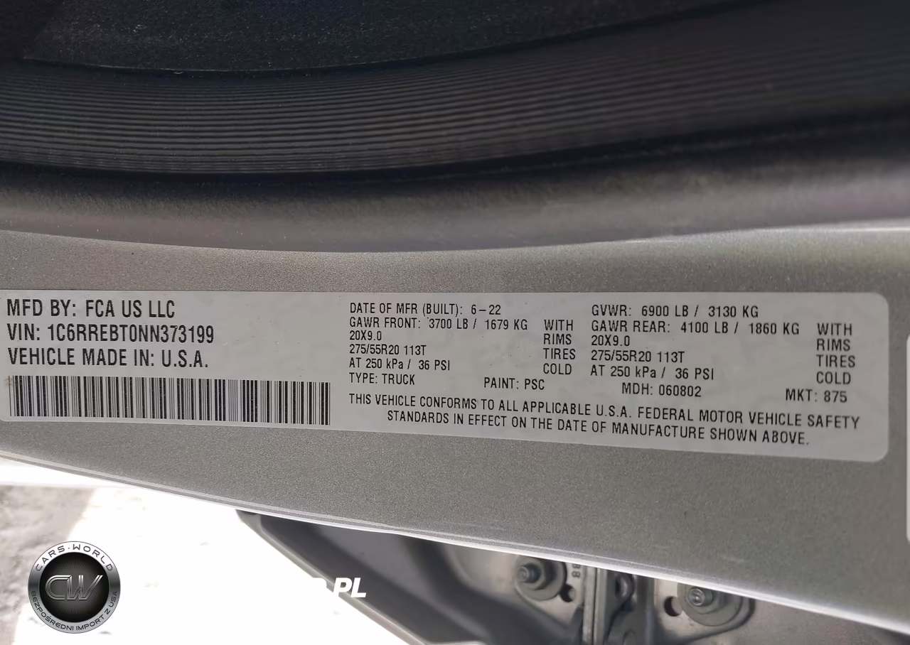 2022 Ram 1500 VIN:1C6RREBT0NN373199 - 9