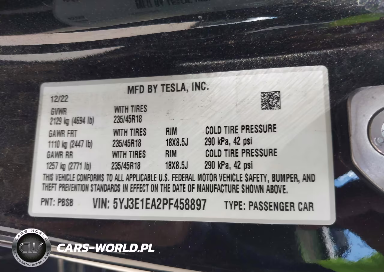 2023 Tesla Model 3 Rear-Wheel Drive VIN:5YJ3E1EA2PF458897 - 9