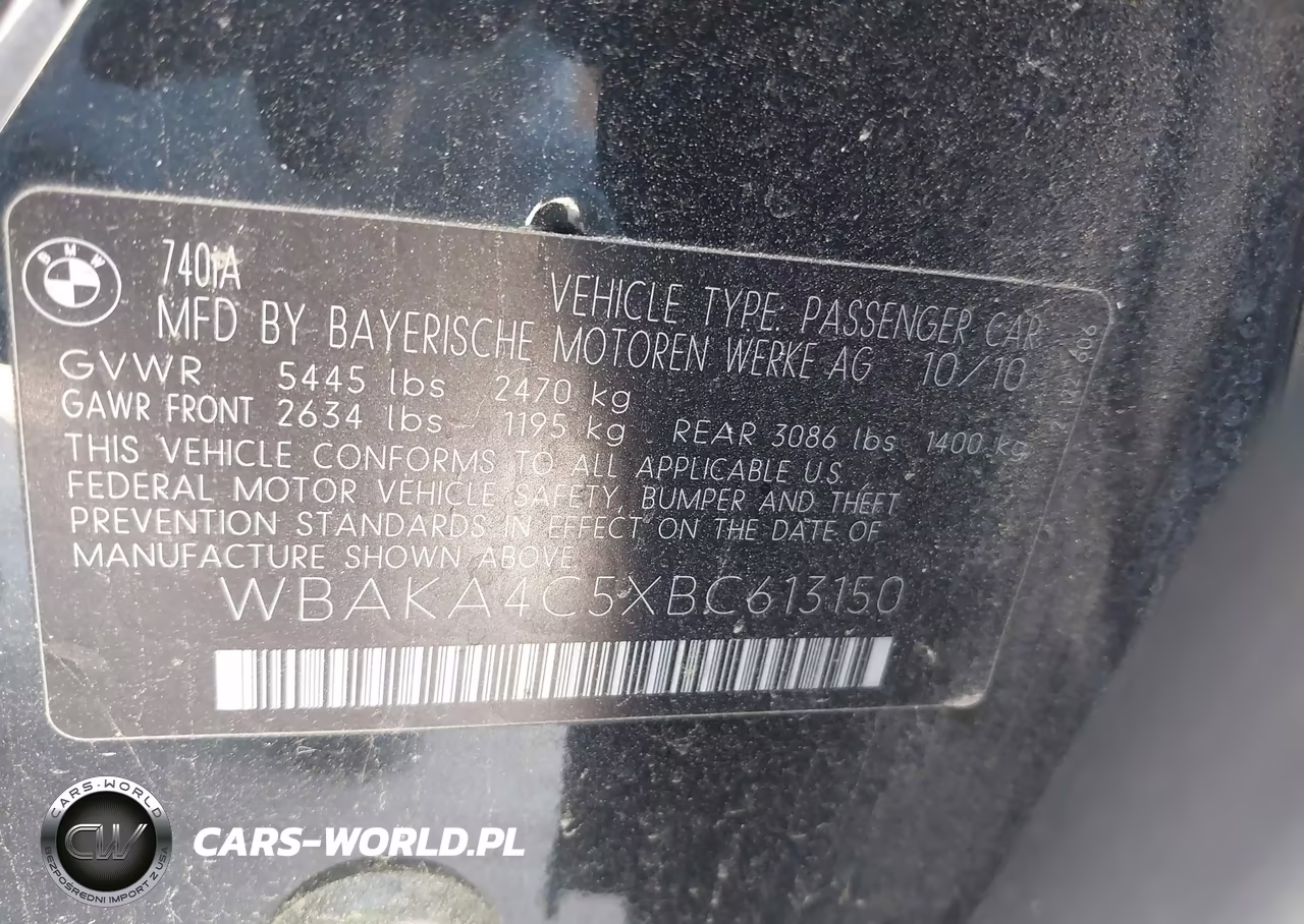 2011 BMW 740I VIN:WBAKA4C5XBC613150 - 9