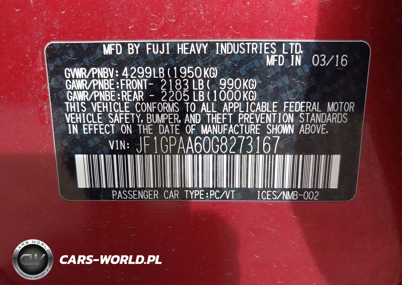 2016 Subaru Impreza 2.0I VIN:JF1GPAA60G8273167 - 9