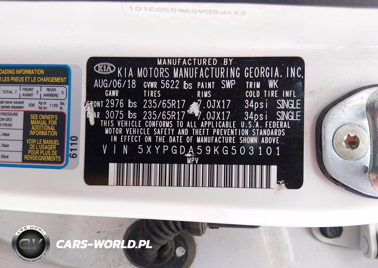 2019 Kia Sorento 3.3L Lx VIN:5XYPGDA59KG503101 - 9