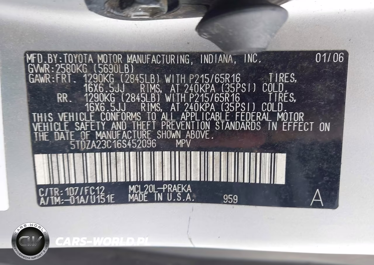 2006 Toyota Sienna Le VIN:5TDZA23C16S452096 - 9
