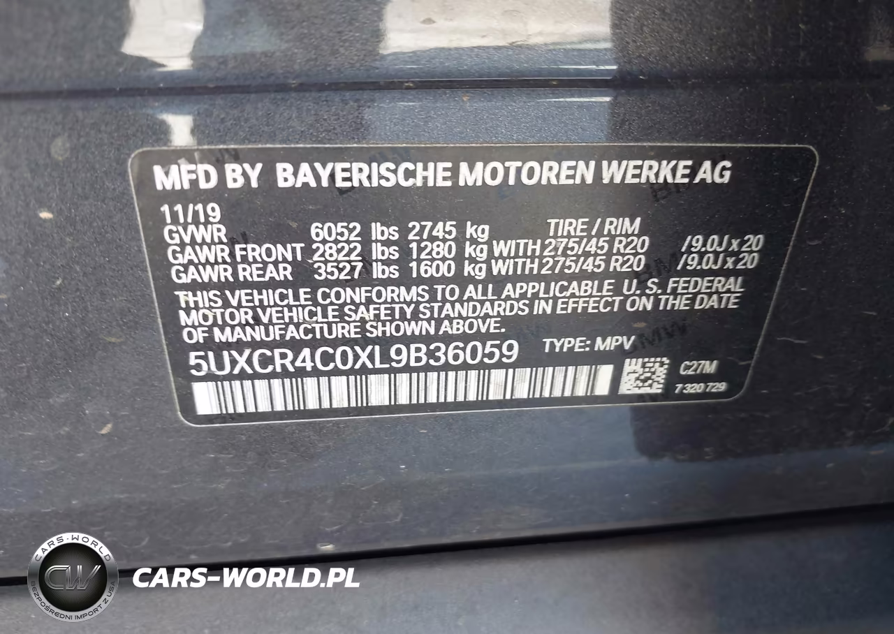 2020 BMW X5 Sdrive40I VIN:5UXCR4C0XL9B36059 - 9