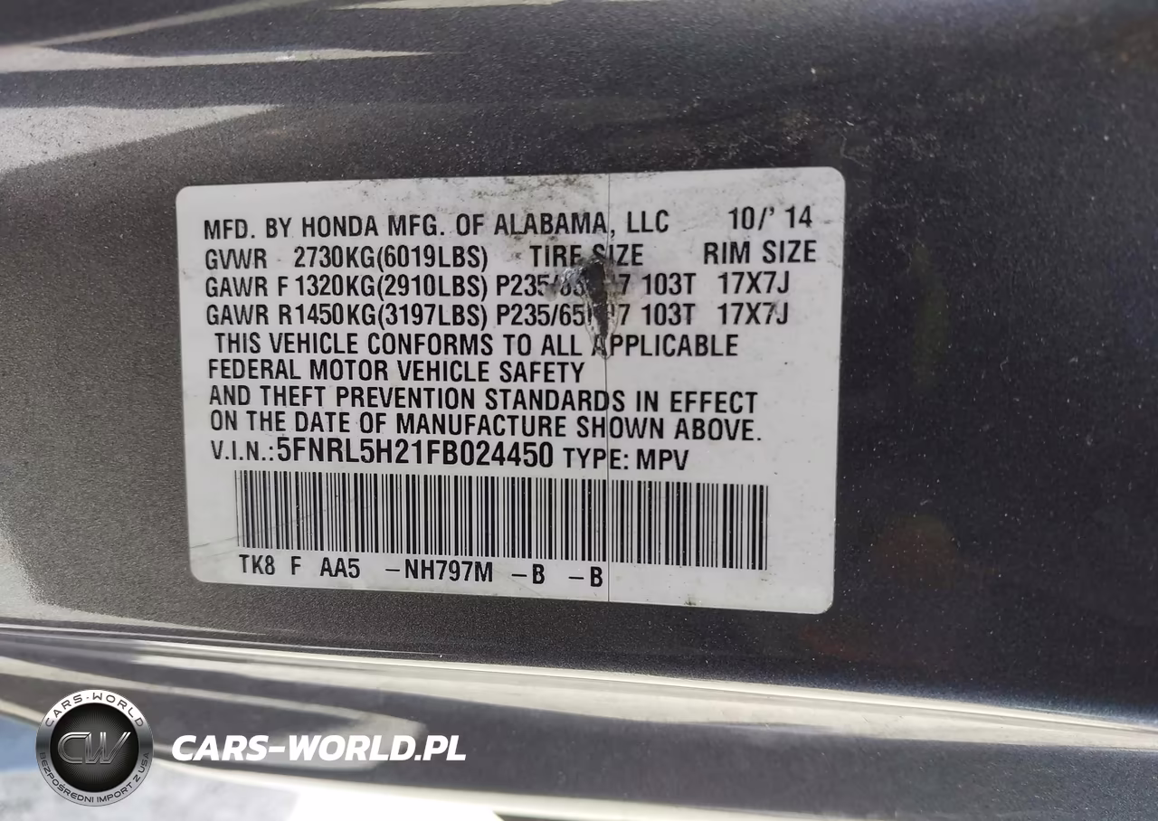 2015 Honda Odyssey Lx VIN:5FNRL5H21FB024450 - 9