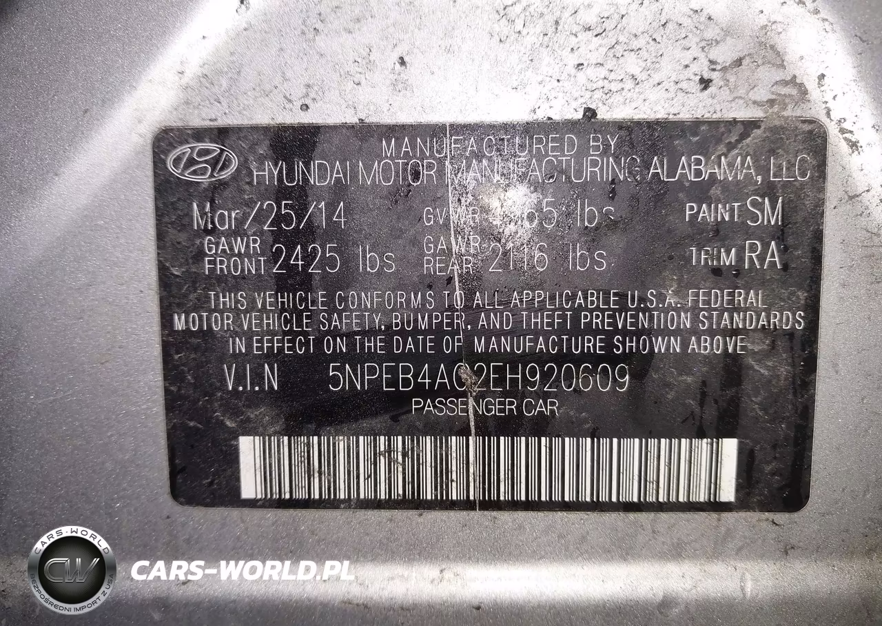 2014 Hyundai Sonata Gls VIN:5NPEB4AC2EH920609 - 9