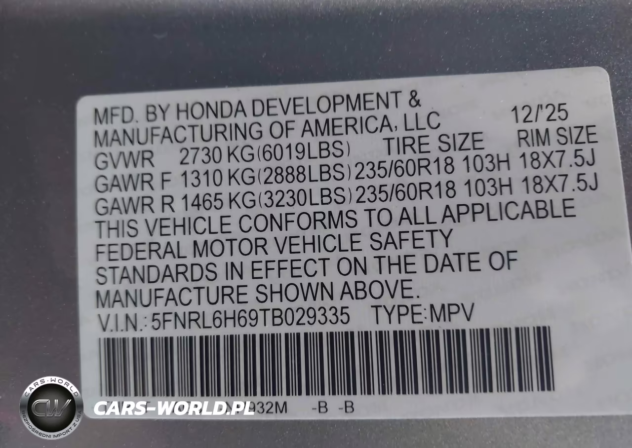 2026 Honda Odyssey Ex-L VIN:5FNRL6H69TB029335 - 9