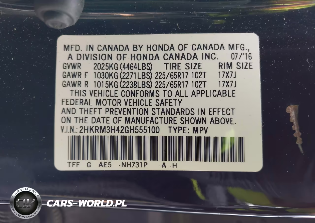 2016 Honda Cr-V Se VIN:2HKRM3H42GH555100 - 9