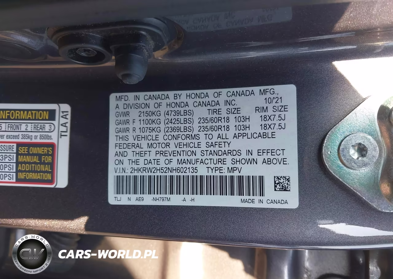 2022 Honda Cr-V Awd Ex VIN:2HKRW2H52NH602135 - 9