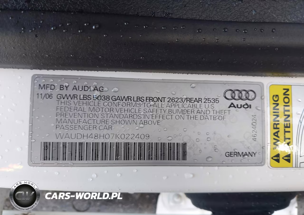 2007 Audi A4 3.2 VIN:WAUDH48H07K022409 - 9