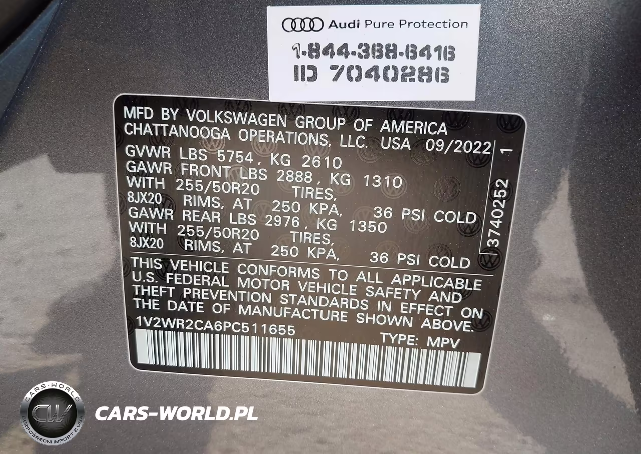 2023 Volkswagen Atlas 3.6L V6 Se W-Technology VIN:1V2WR2CA6PC511655 - 9
