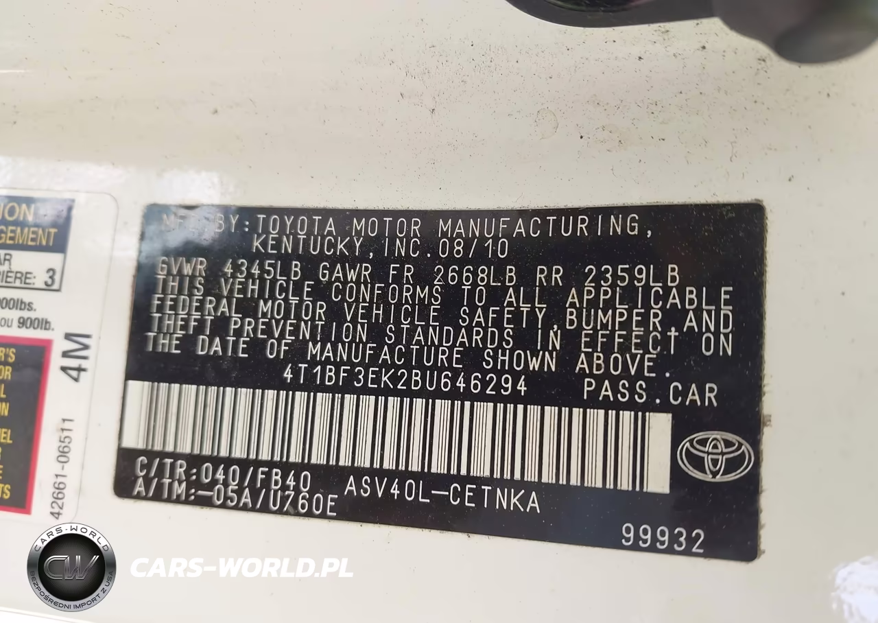 2011 Toyota Camry VIN:4T1BF3EK2BU646294 - 9