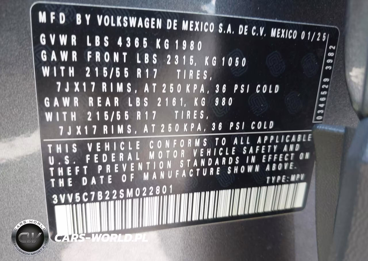 2025 Volkswagen Taos 1.5T S VIN:3VV5C7B22SM022801 - 9