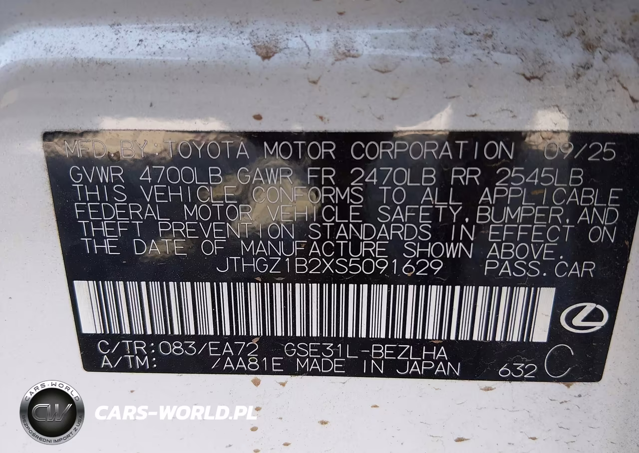 2025 Lexus Is 350 F Sport VIN:JTHGZ1B2XS5091629 - 9