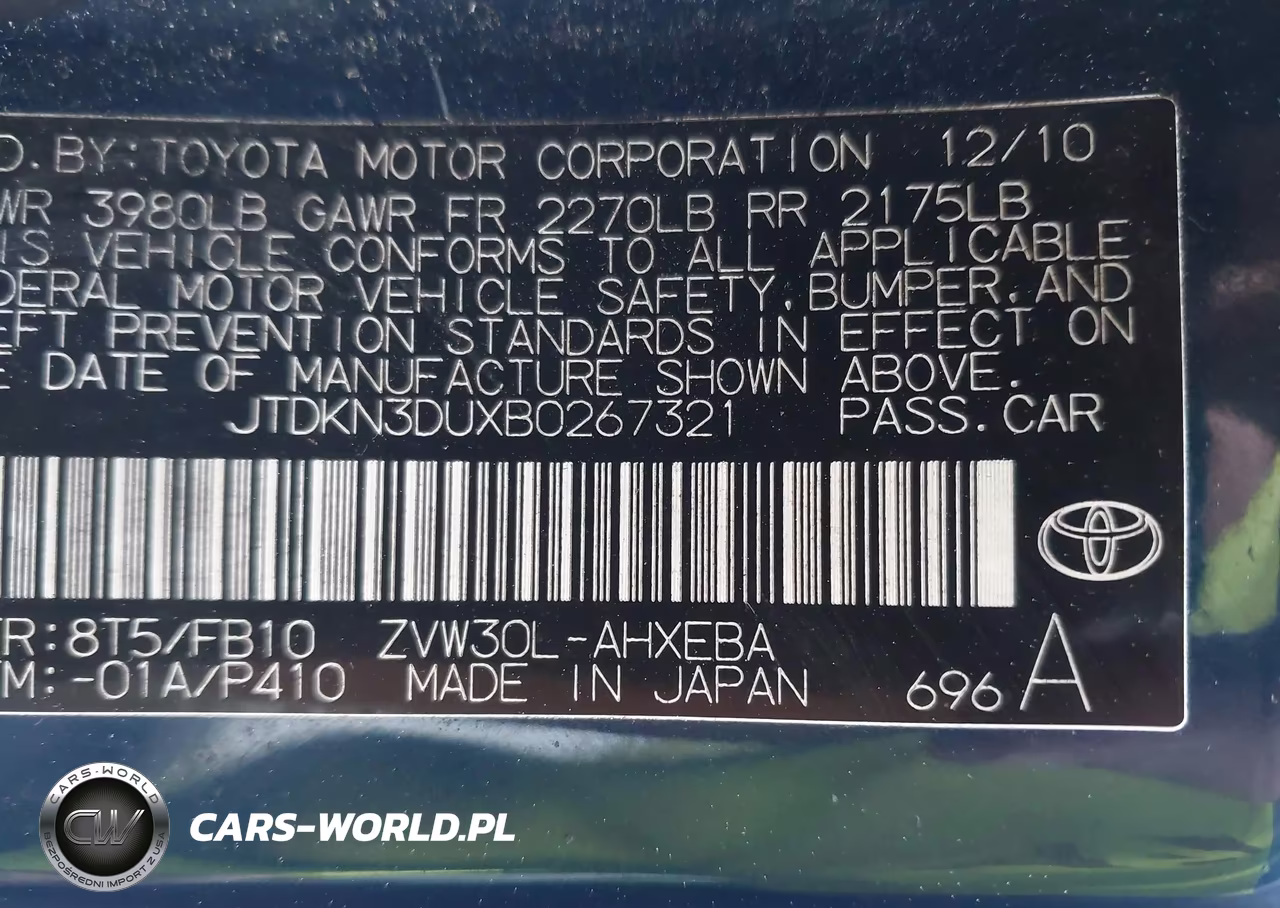 2011 Toyota Prius Two VIN:JTDKN3DUXB0267321 - 9