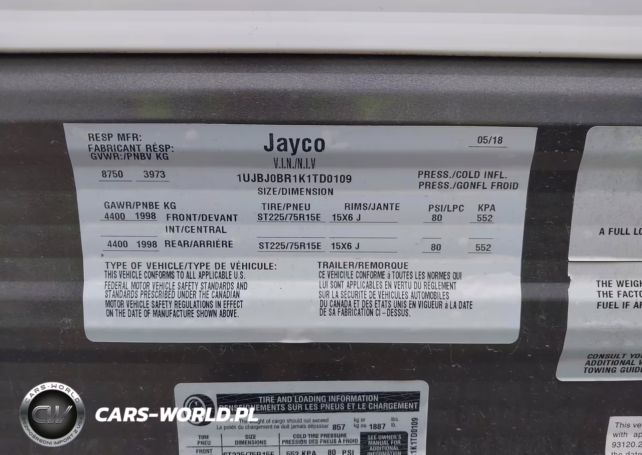 2019 Jayco Travel Trailer VIN:1UJBJ0BR1K1TD0109 - 9