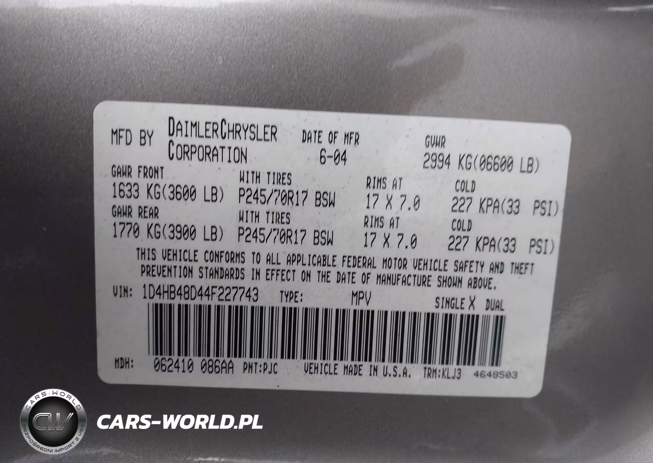 2004 Dodge Durango Slt VIN:1D4HB48D44F227743 - 9
