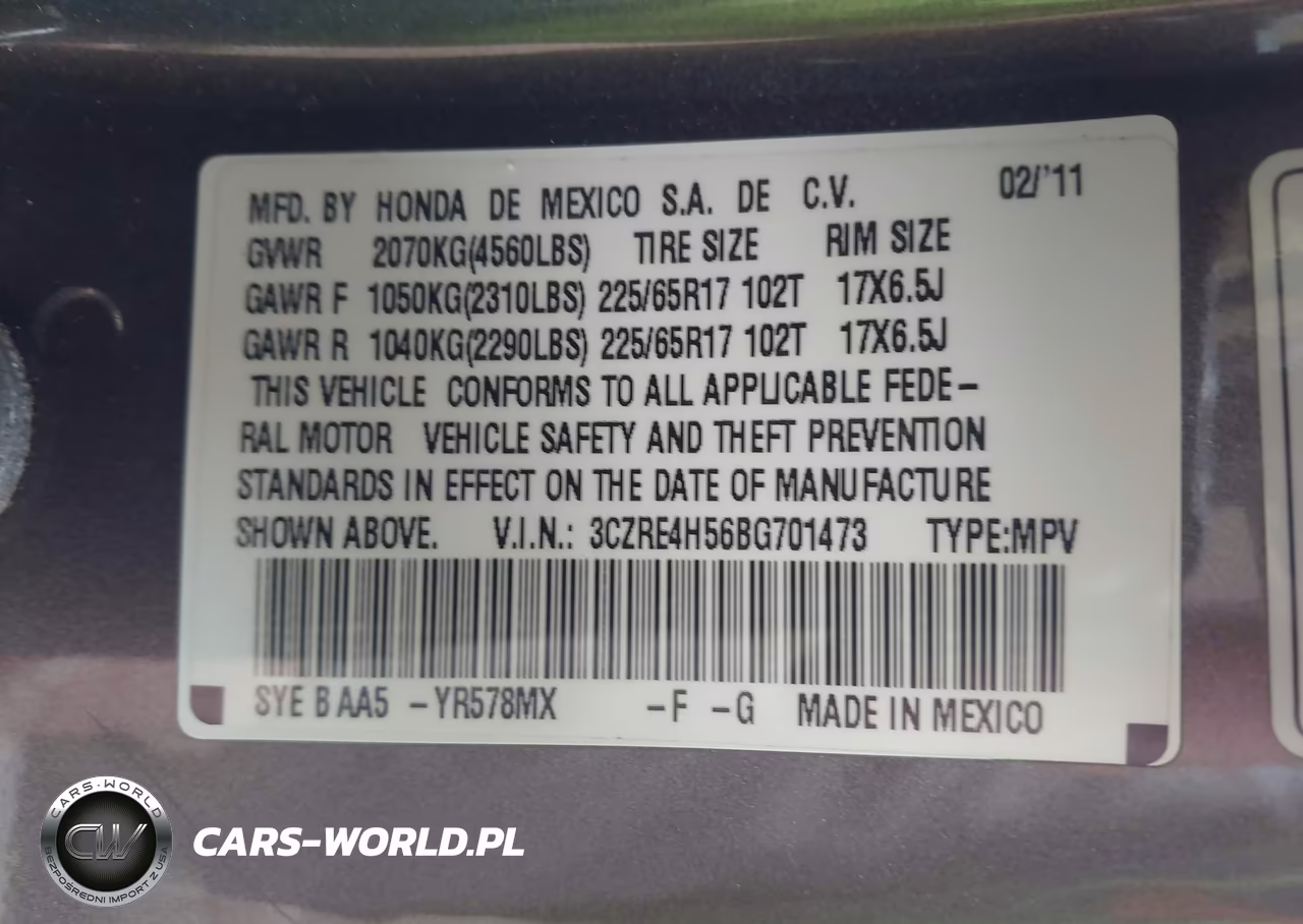2011 Honda Cr-V Ex VIN:3CZRE4H56BG701473 - 9