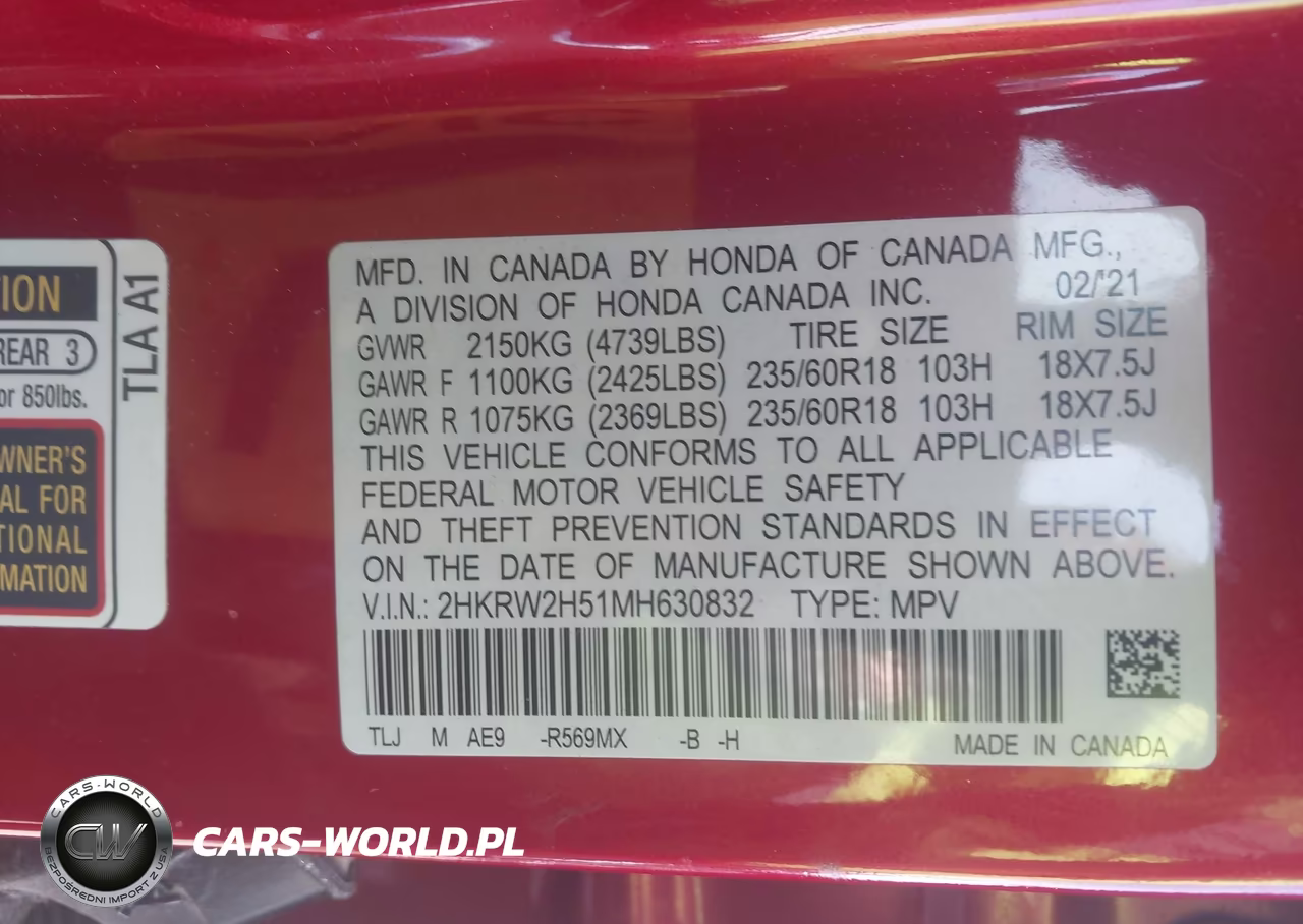2021 Honda Cr-V Awd Ex VIN:2HKRW2H51MH630832 - 9