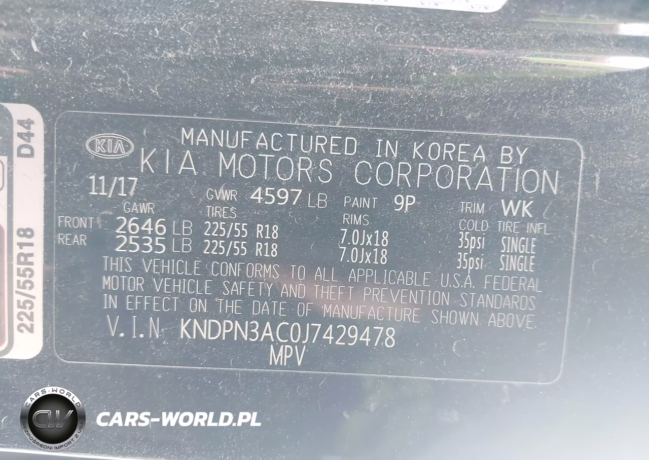 2018 Kia Sportage Ex VIN:KNDPN3AC0J7429478 - 9