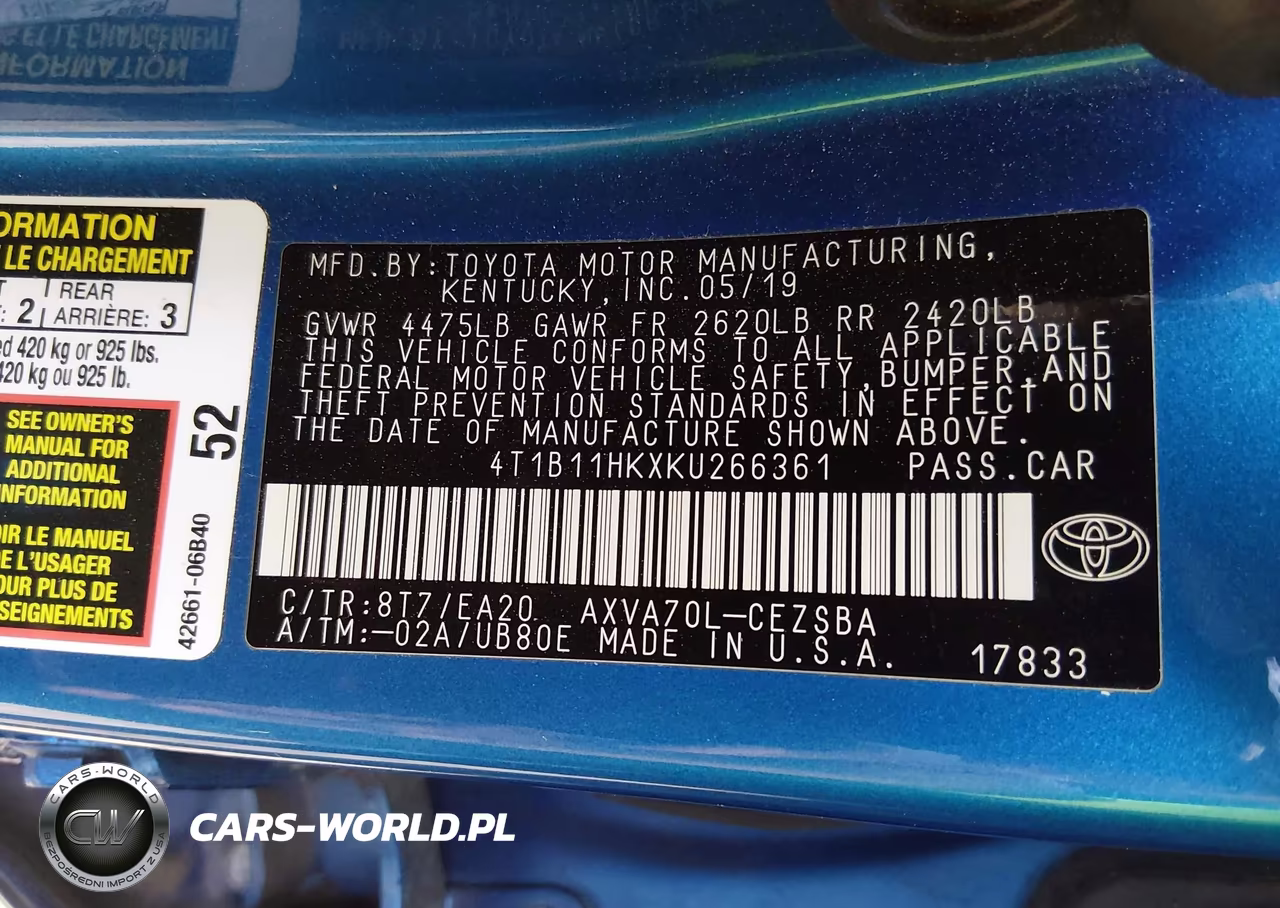 2019 Toyota Camry Se VIN:4T1B11HKXKU266361 - 9