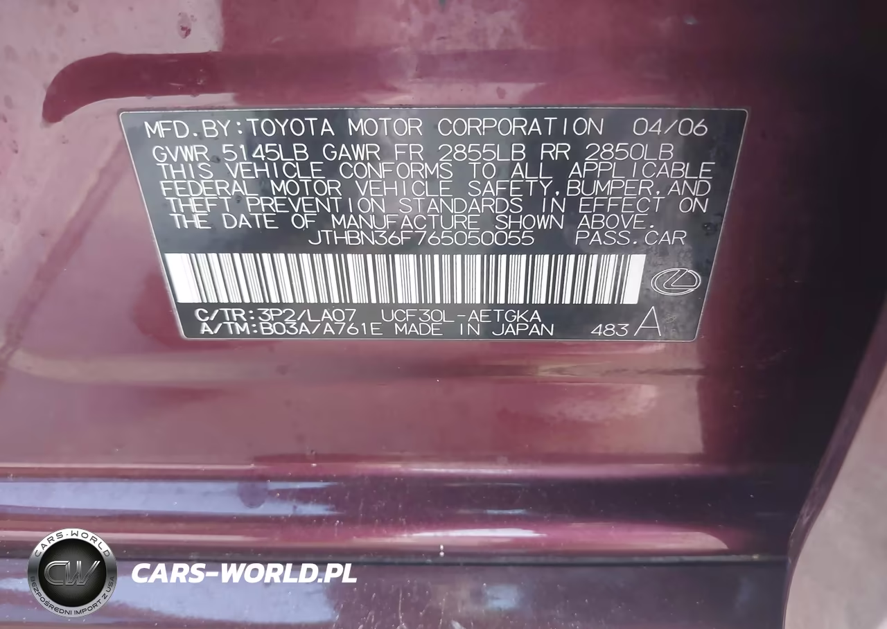 2006 Lexus Ls 430 VIN:JTHBN36F765050055 - 9