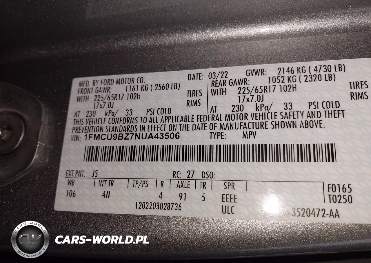2022 Ford Escape Se Hybrid VIN:1FMCU9BZ7NUA43506 - 9