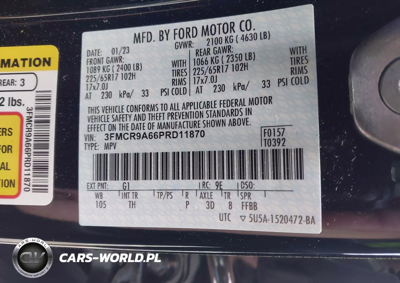 2023 Ford Bronco Sport VIN:3FMCR9A66PRD11870 - 9
