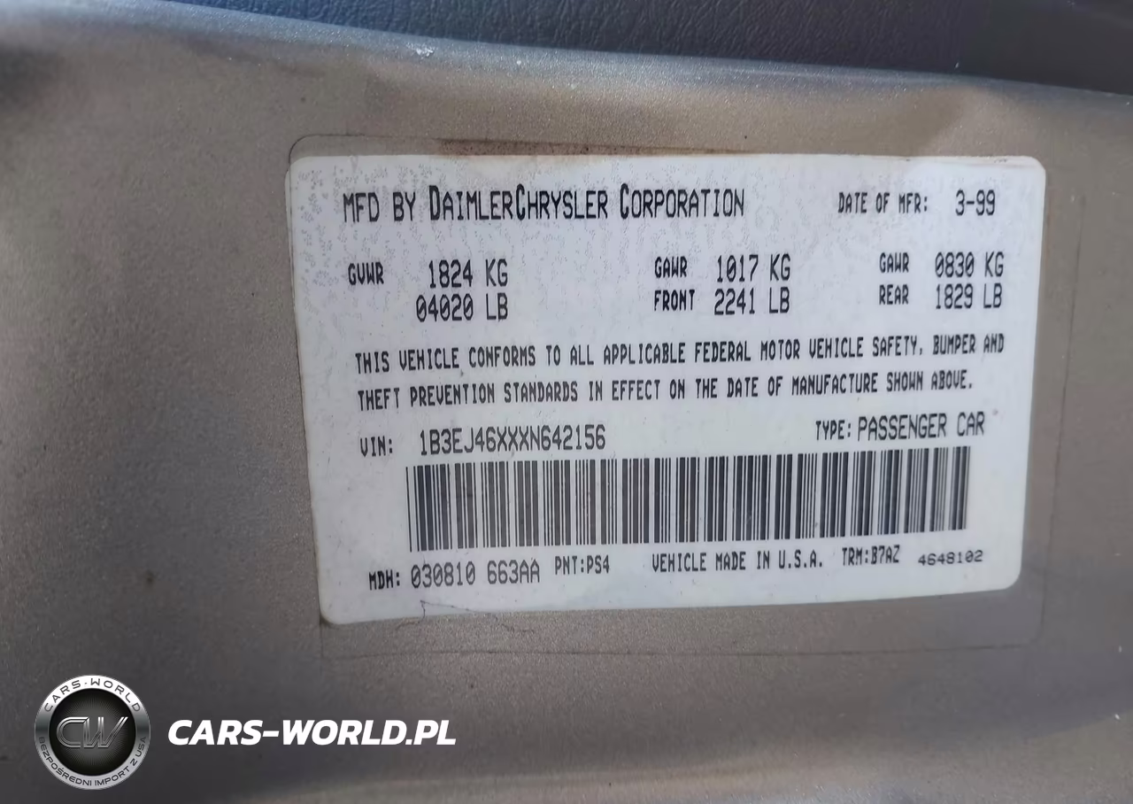 1999 Dodge Stratus VIN:1B3EJ46XXXN642156 - 9