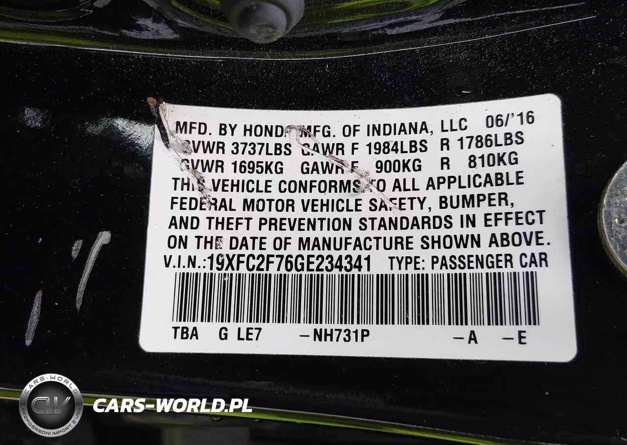 2016 Honda Civic Ex VIN:19XFC2F76GE234341 - 9