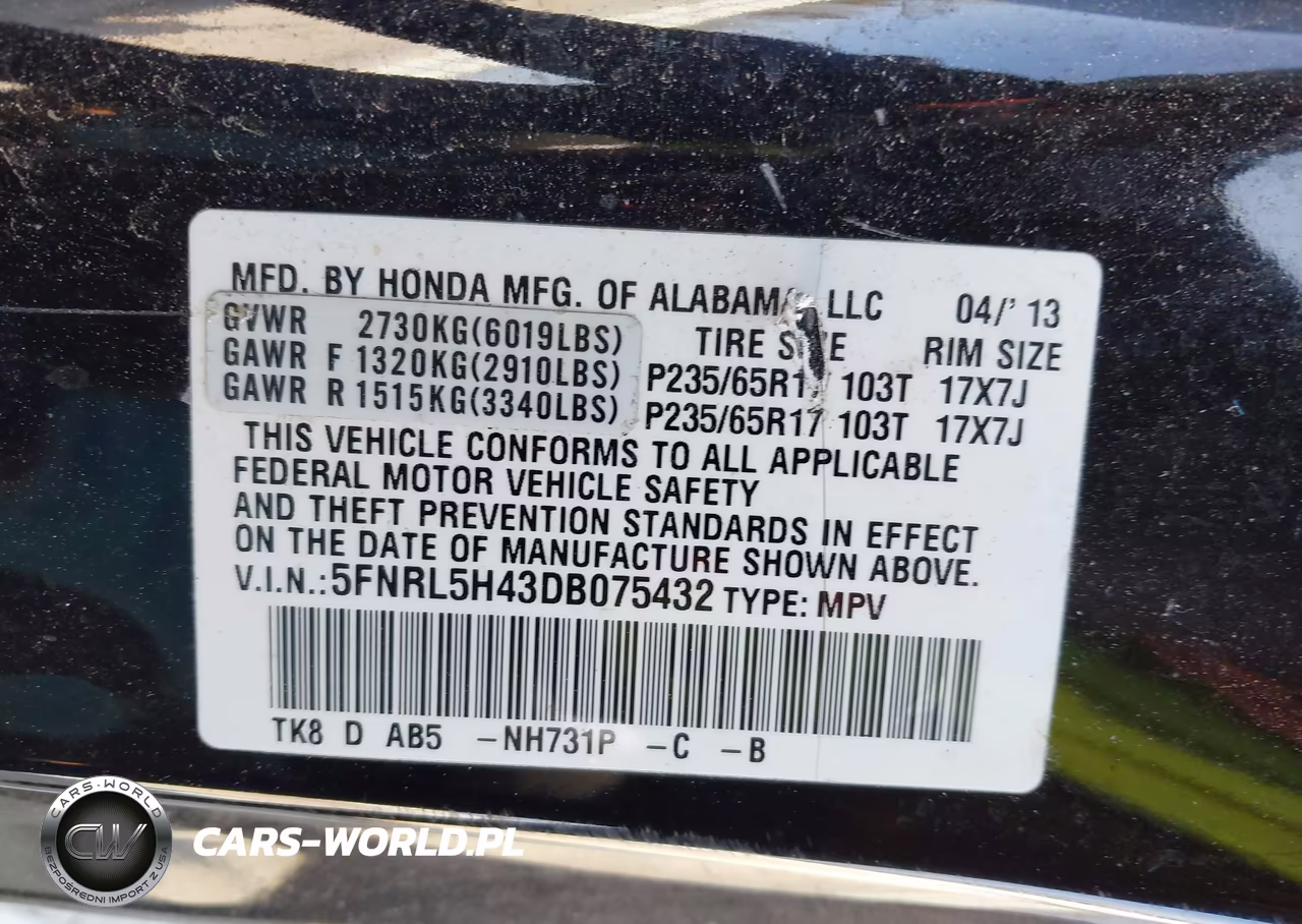 2013 Honda Odyssey Ex VIN:5FNRL5H43DB075432 - 9