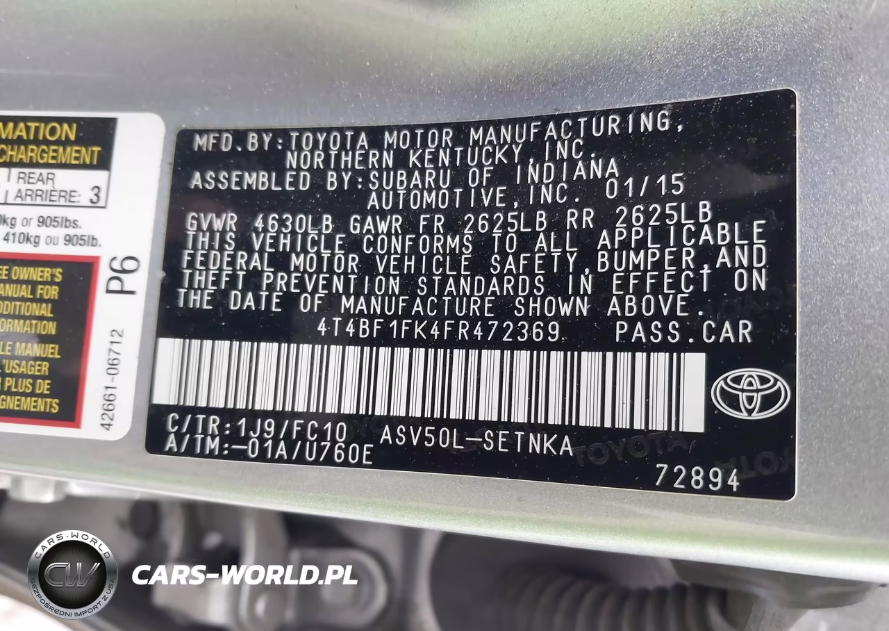 2015 Toyota Camry Le VIN:4T4BF1FK4FR472369 - 9