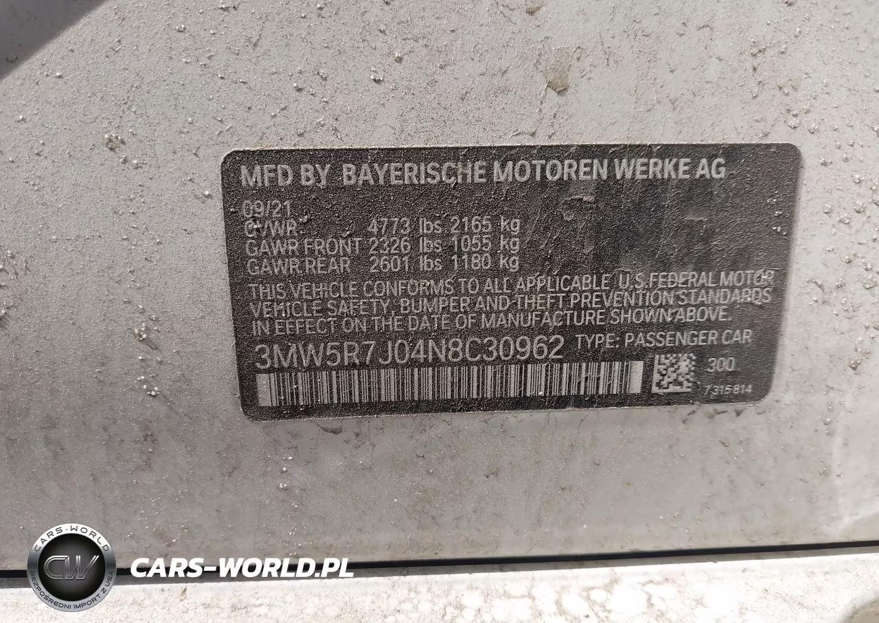 2022 BMW 330I xDrive VIN:3MW5R7J04N8C30962 - 9