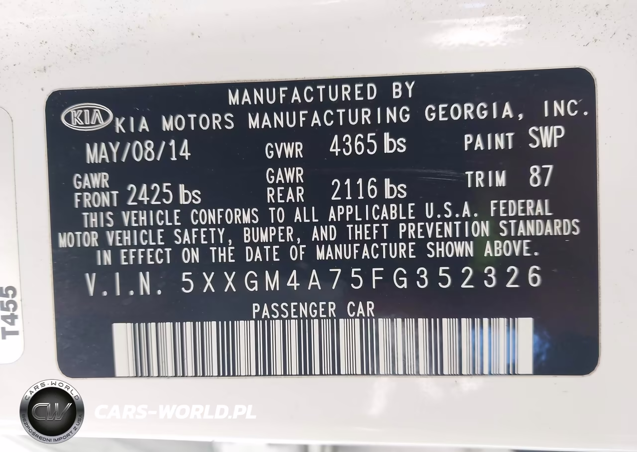 2015 Kia Optima Lx VIN:5XXGM4A75FG352326 - 9