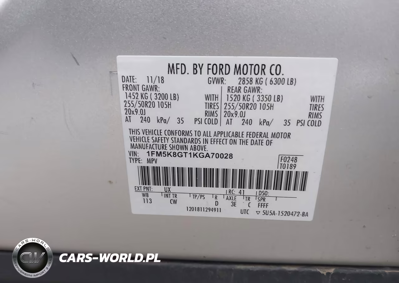 2019 Ford Explorer Sport VIN:1FM5K8GT1KGA70028 - 9