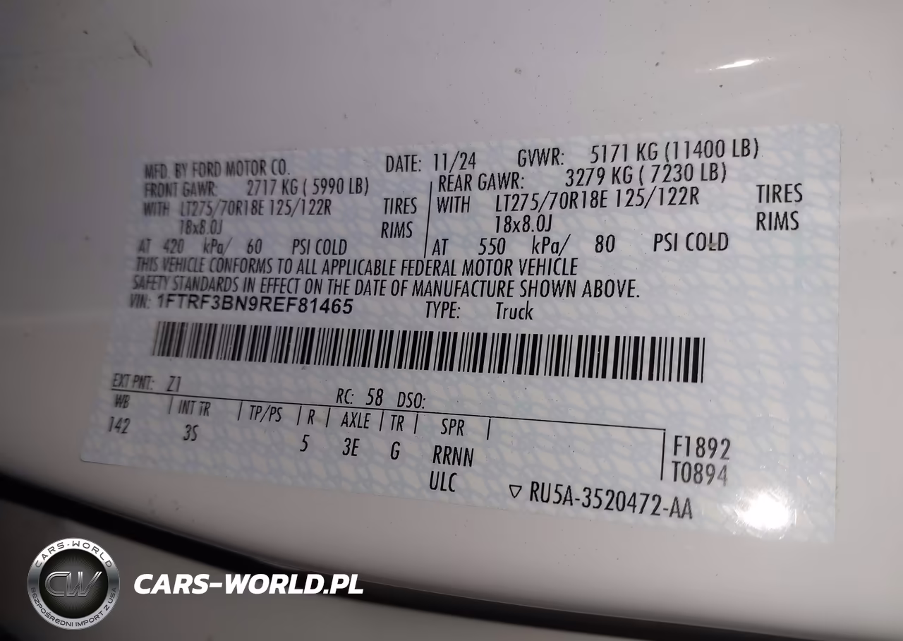 2024 Ford F-350 Xlt VIN:1FTRF3BN9REF81465 - 9