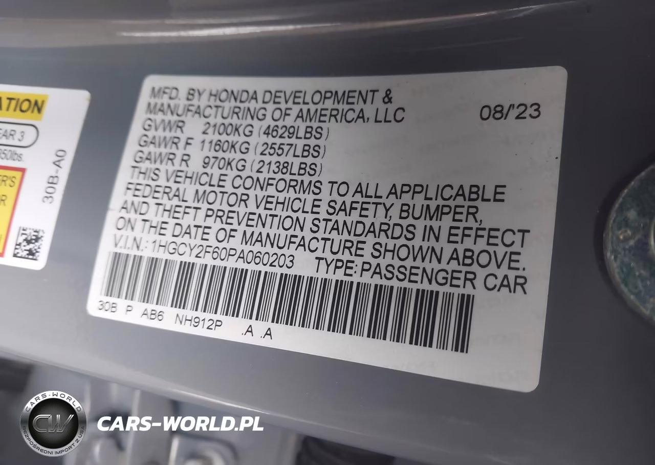 2023 Honda Accord Hybrid Ex-L VIN:1HGCY2F60PA060203 - 9